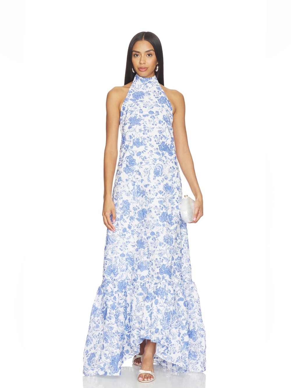 ELLIATT Elin Floral Halter Maxi Dress Blue Floral